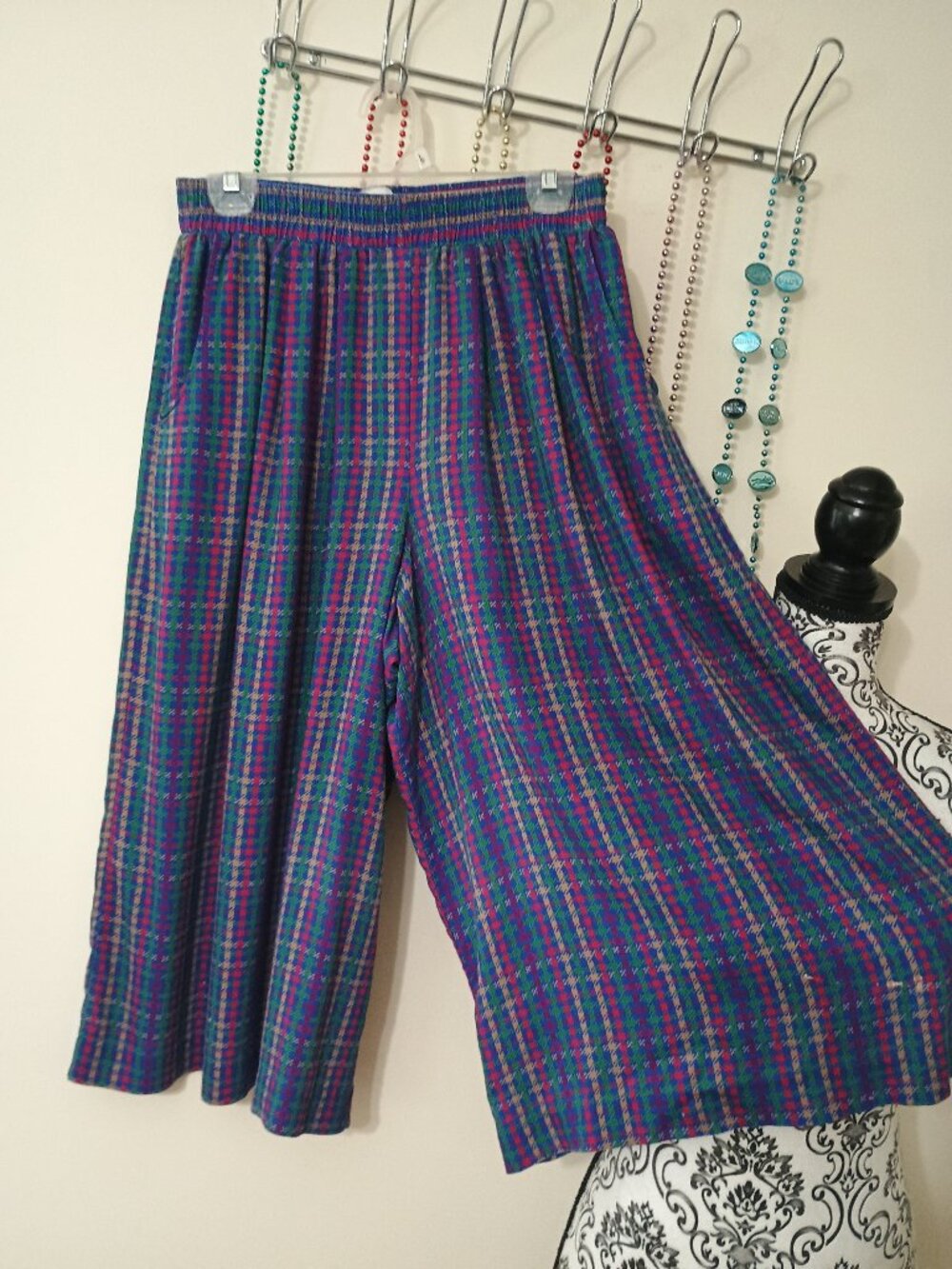 Vintage Koret Culotte Pants Multicolored Plaid Sz.14